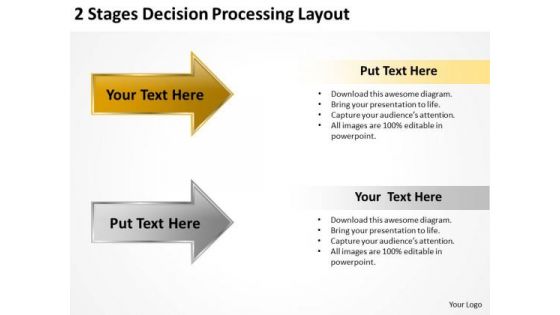 Arrow For PowerPoint 2 Stages Decision Processing Layout Templates