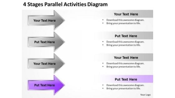 Arrow For PowerPoint 4 Stages Parallel Activities Diagram Ppt Templates