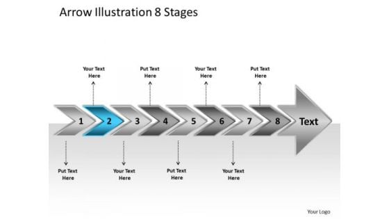 Arrow Illustration 8 Stages Business Flow Chart Slides PowerPoint