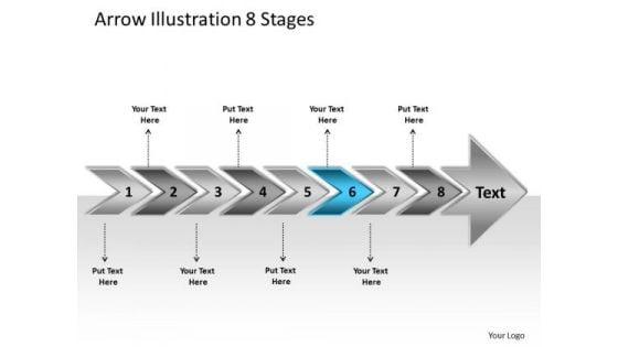 Arrow Illustration 8 Stages Business Process Flow Charts Examples PowerPoint Slides