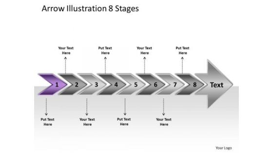 Arrow Illustration 8 Stages Flow Chart Slides PowerPoint