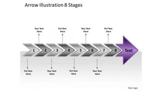 Arrow Illustration 8 Stages Make Flowchart PowerPoint Slides