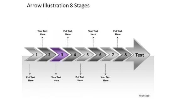 Arrow Illustration 8 Stages Open Source Flowchart PowerPoint Slides