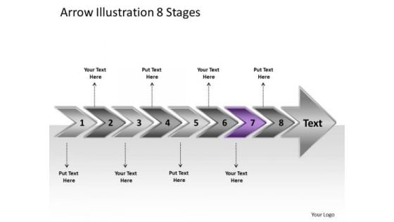 Arrow Illustration 8 Stages Ppt Flow Charting PowerPoint Slides