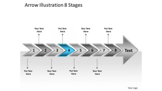 Arrow Illustration 8 Stages Visio Templates PowerPoint