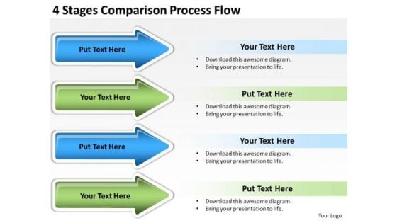 Arrow In PowerPoint 4 Stages Comparison Process Flow Slides