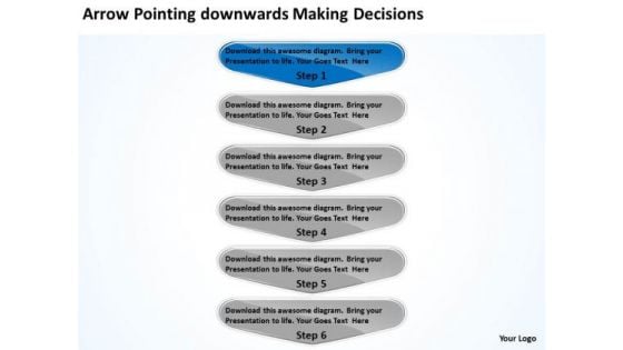 Arrow Pointing Downwards Making Decisions Business Process Flow Chart PowerPoint Templates