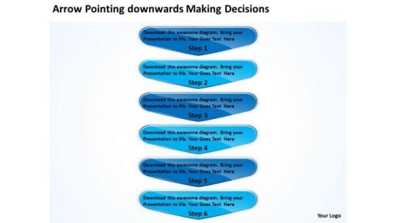 Arrow Pointing Downwards Making Decisions Flowchart Application PowerPoint Templates