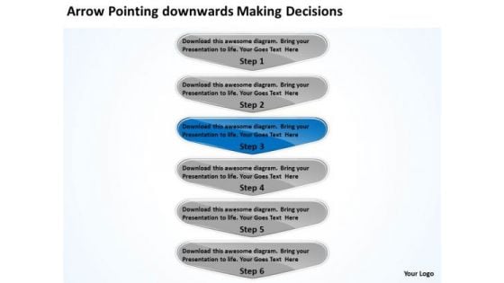 Arrow Pointing Downwards Making Decisions PowerPoint Flow Charts Slides