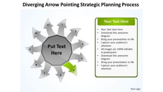 Arrow Pointing Strategic Planning Process Arrow Circular Flow Layout Network PowerPoint Slides