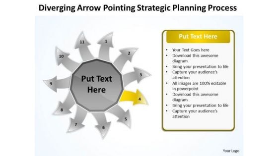 Arrow Pointing Strategic Planning Process Circular Flow Layout Network PowerPoint Slides