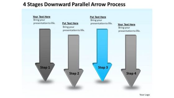 Arrow PowerPoint Template 4 Stages Downward Parallel Process Slides