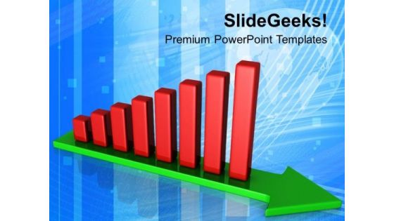 Arrow Towards Growth By Bar Graph PowerPoint Templates Ppt Backgrounds For Slides 0313