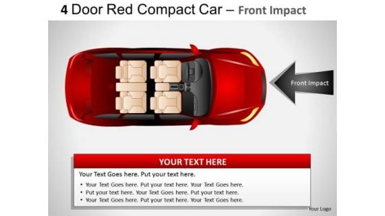 Arrows 4 Door Red Car Top View PowerPoint Slides And Ppt Diagram Templates