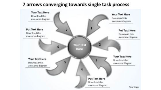 Arrows Converging Towards Single Task Process Circular Flow Network PowerPoint Templates