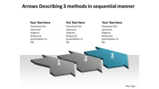 Arrows Describing 3 Methods Sequential Manner Ppt Flow Charts Vision PowerPoint Templates