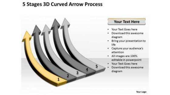 Arrows For PowerPoint 3d Curved Process Templates Backgrounds Slides