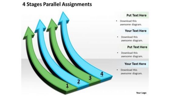 Arrows For PowerPoint Free 4 Stages Parallel Assignments Slides