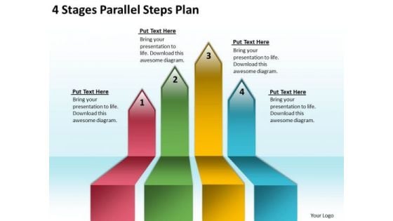 Arrows For PowerPoint Free 4 Stages Parallel Steps Plan Slides