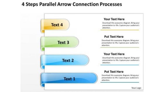 Arrows For PowerPoint Free 4 Steps Parallel Connection Processes Slides