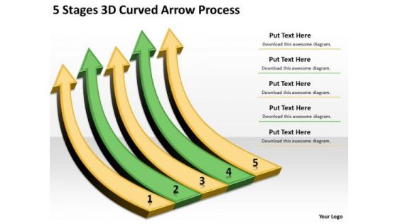 Arrows For PowerPoint Free 5 Stages 3d Curved Process Slides