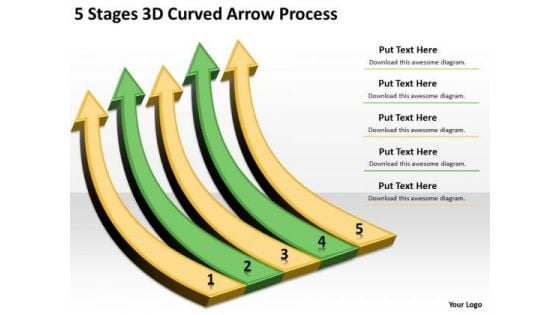 Arrows For PowerPoint Free 5 Stages 3d Curved Process Slides Arrows For PowerPoint Free 5 Stages 3d Curved Process Slides