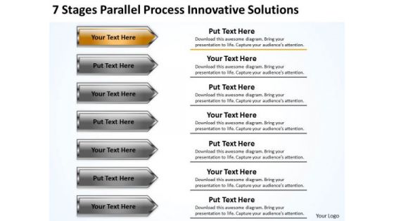 Arrows For PowerPoint Free 7 Stages Parallel Process Innovative Solutions Slides