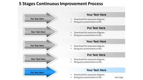 Arrows For Stages Continuous Improvement Process PowerPoint Templates