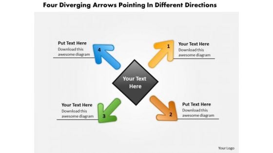 Arrows Pointing Different Directions Circular Flow Chart PowerPoint Templates