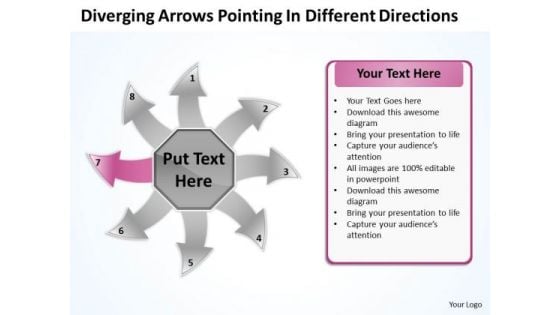 Arrows Pointing Different Directions Circular Flow Process Chart PowerPoint Slide