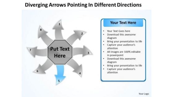 Arrows Pointing Different Directions Circular Flow Process Chart PowerPoint Slides