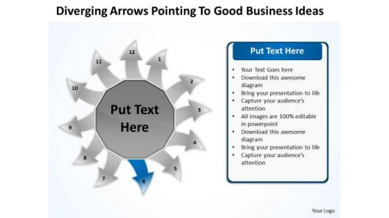 Arrows Pointing To Good Business Ideas Circular Flow Layout Diagram PowerPoint Slide