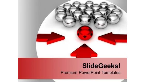 Arrows Pointing Towards Red Leader PowerPoint Templates Ppt Backgrounds For Slides 0213
