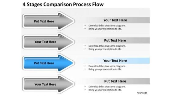 Arrows PowerPoint 4 Stages Comparison Process Flow Slides