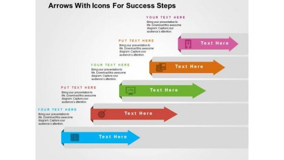 Arrows With Icons For Success Steps PowerPoint Templates