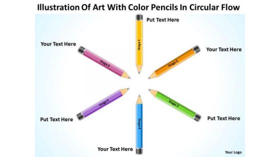 Art With Color Pencils In Circular Flow Ppt Business Plan PowerPoint Templates