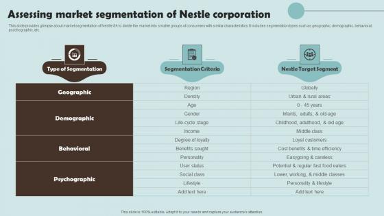 Assessing Market Segmentation Of Nestle Outline Of Nestle Management Mockup Pdf