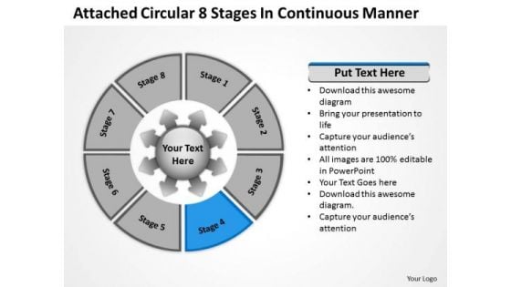 Attached Circular 8 Stages In Continuous Manner Cycle Process PowerPoint Templates