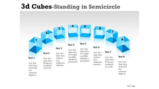 Attention 3d Cube Standing In Semicircle PowerPoint Slides And Ppt Diagram Templates