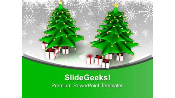 Attractive Christmas Trees With Gifts PowerPoint Templates Ppt Backgrounds For Slides 0113