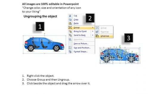 Auto 4 Door Blue Car Side View PowerPoint Slides And Ppt Diagram Templates