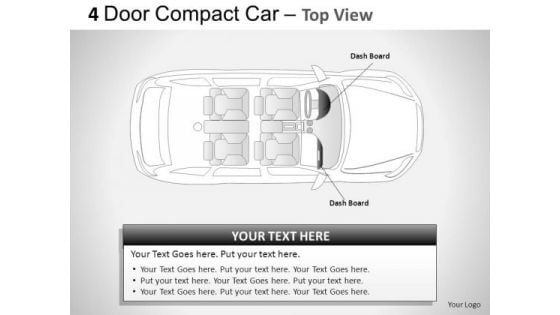 Auto 4 Door Blue Car Top View PowerPoint Slides And Ppt Diagram Templates