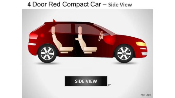 Auto 4 Door Red Car Side View PowerPoint Slides And Ppt Diagram Templates