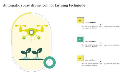 Automatic Spray Drone Icon For Farming Technique Brochure Pdf