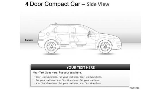 Automobile 4 Door Blue Car Side View PowerPoint Slides And Ppt Diagrams Templates