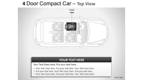 Automobile 4 Door Blue Car Top View PowerPoint Slides And Ppt Diagrams Templates