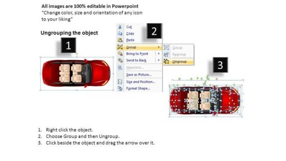 Automobile 4 Door Red Car Top View PowerPoint Slides And Ppt Diagrams Templates