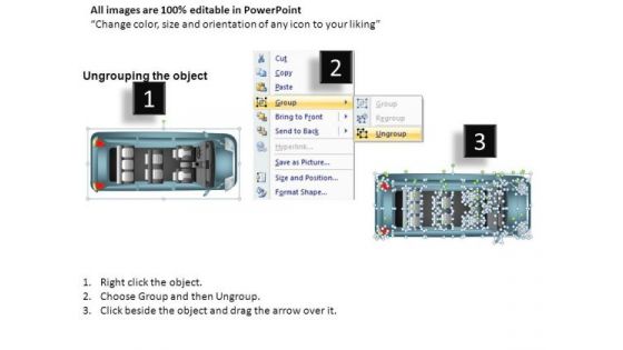 Automobile Blue Minivan Top View PowerPoint Slides And Ppt Diagram Templates
