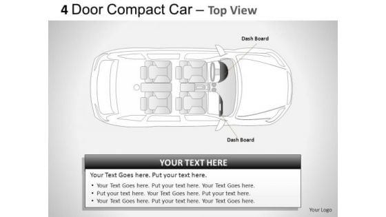 Automotive 4 Door Red Car Top View PowerPoint Slides And Ppt Diagrams Templates