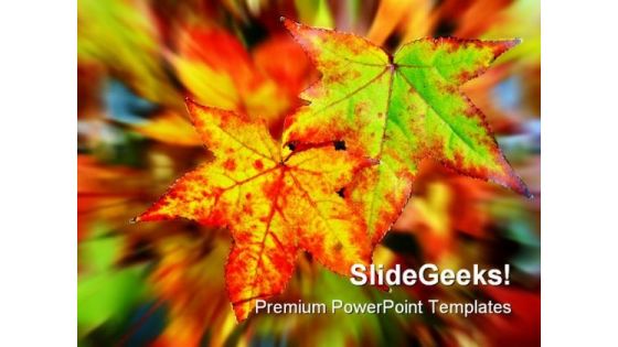 Autumn Leaves Nature PowerPoint Template 0610